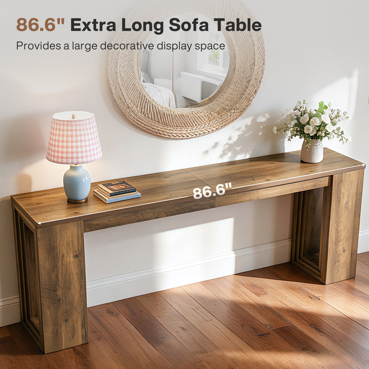 87" Farmhouse Console Table for Entryway, Long Sofa Table