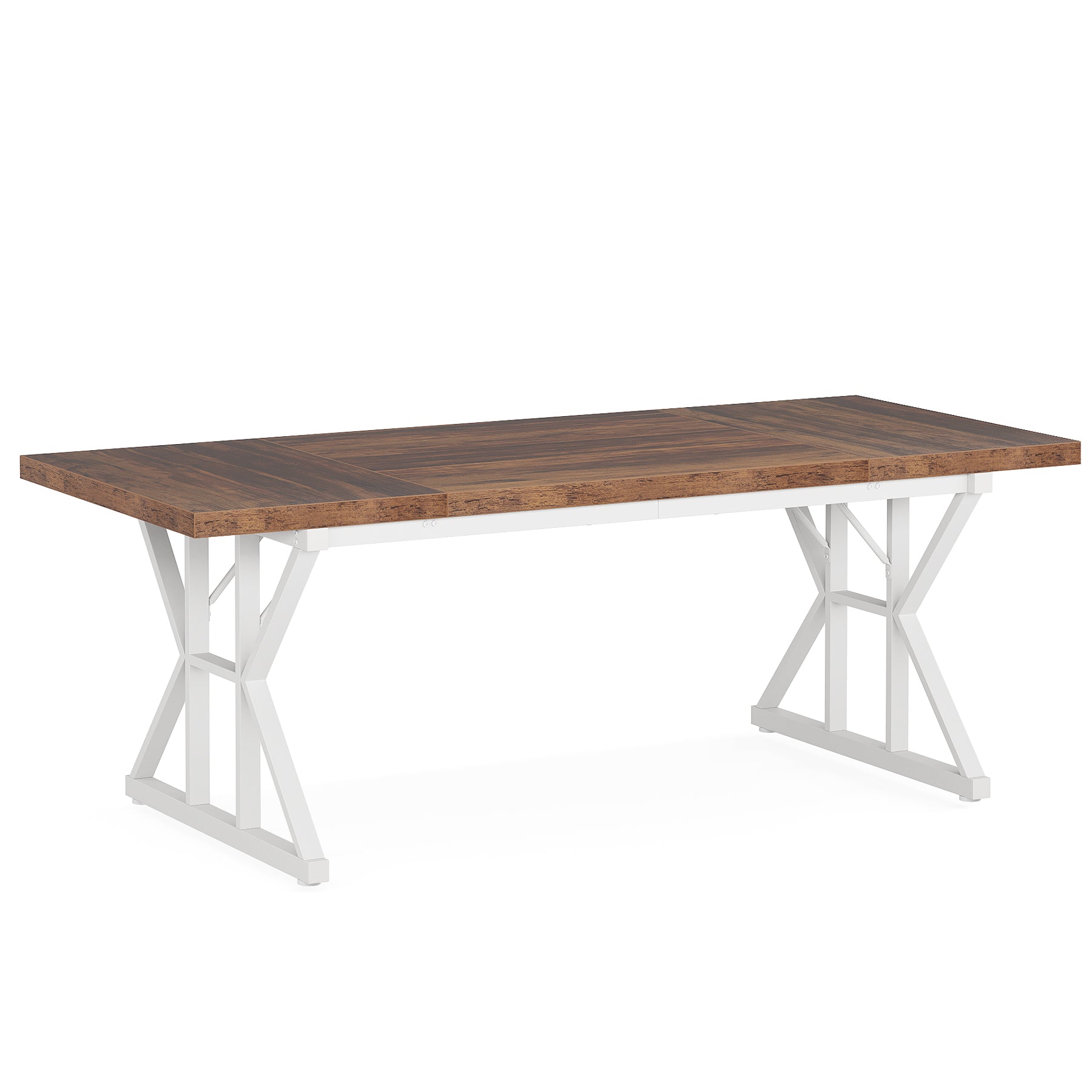 70.8" Farmhouse Dining Table for 6, Rectangular Wood Kitchen Table with Metal Legs