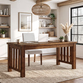63" Solid Wood Computer Desk, Sturdy Farmhouse Home Office Writing Table 3