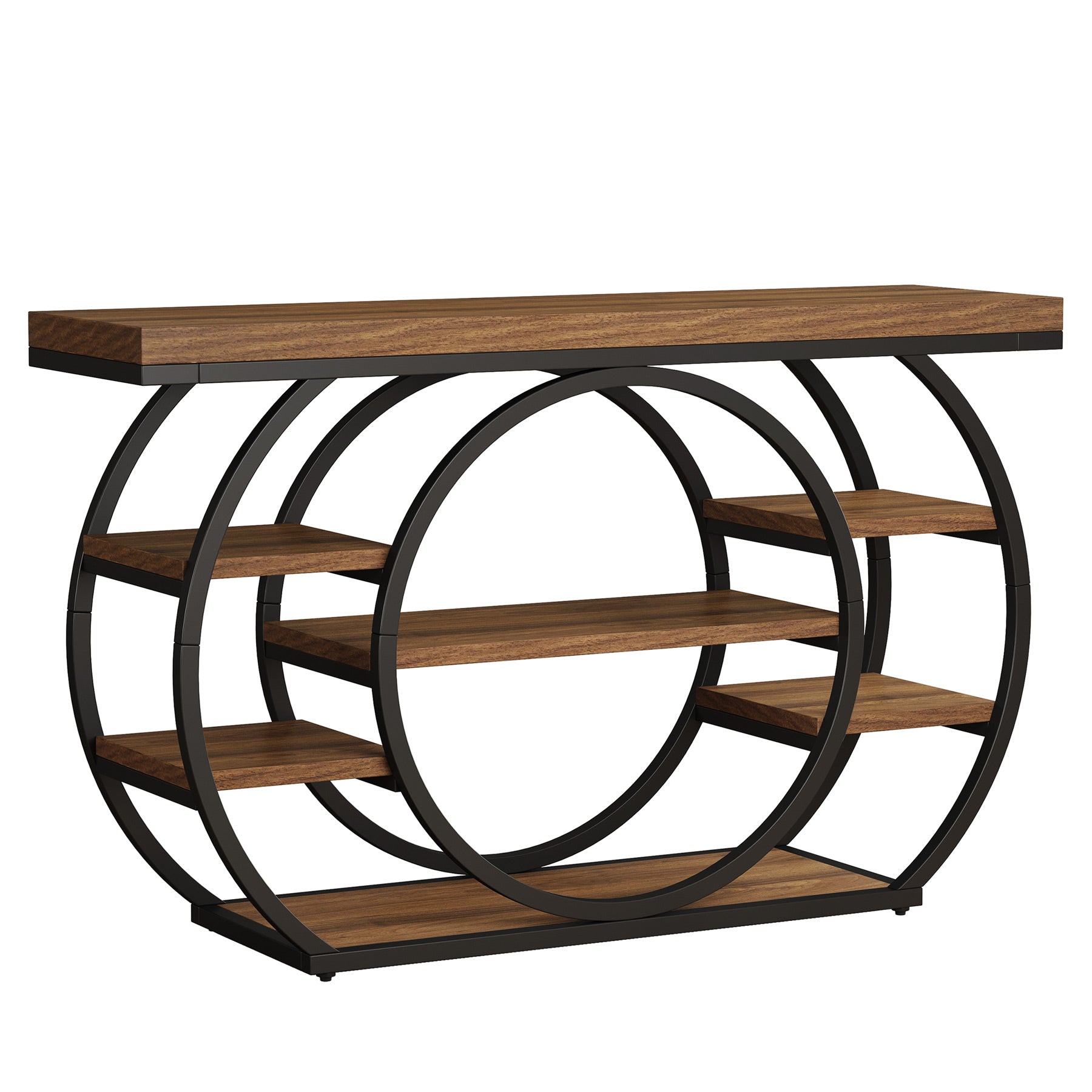 47.24" Console Table, 5-Tier Industrial Sofa Table with Metal Frame