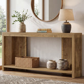 71" Farmhouse Console Table with Storage Shelf, Long Narrow Sofa Table for Entryway & Hallway 3