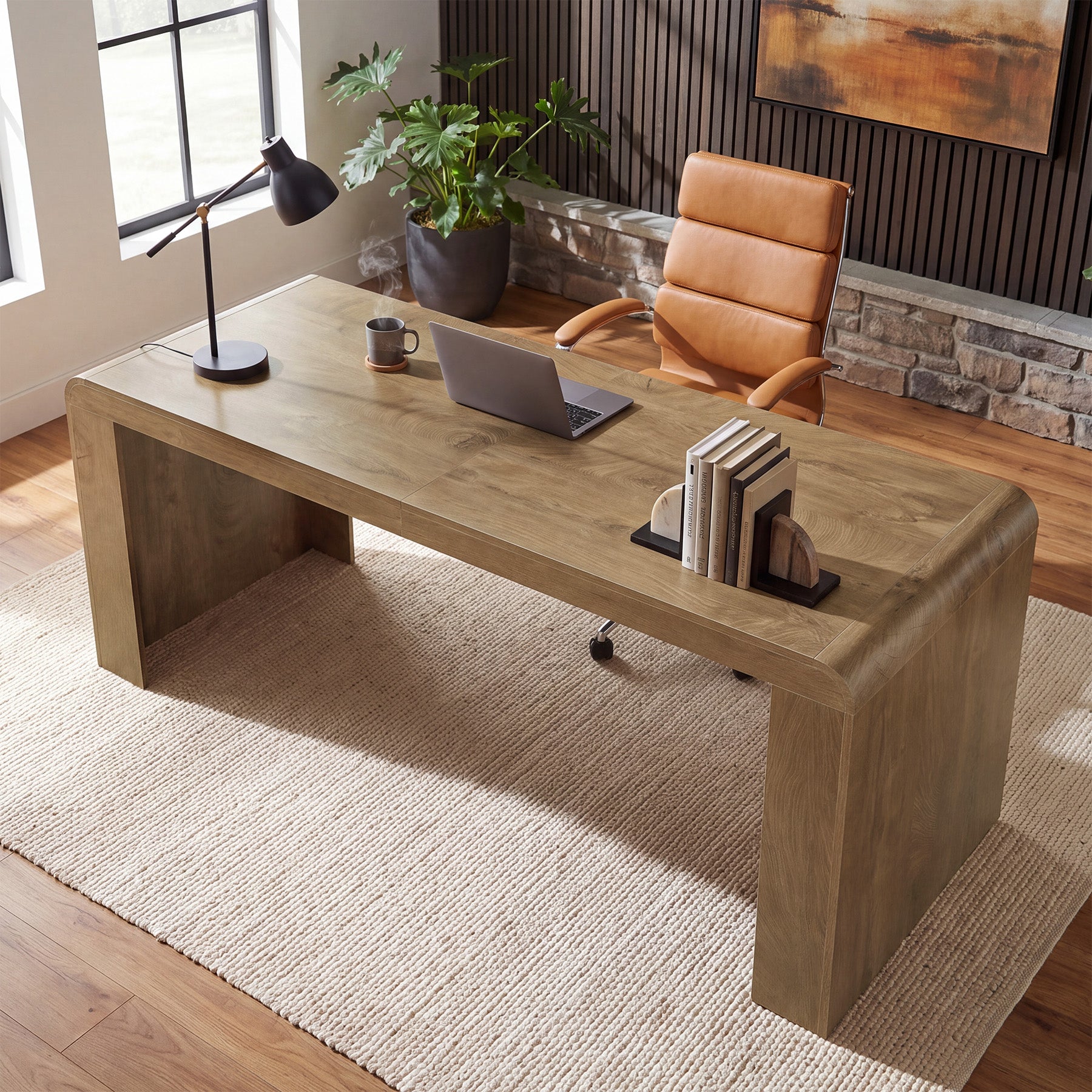 71" Executive Desk, Modern Computer Desk with Spacious Tabletop for Work, Business