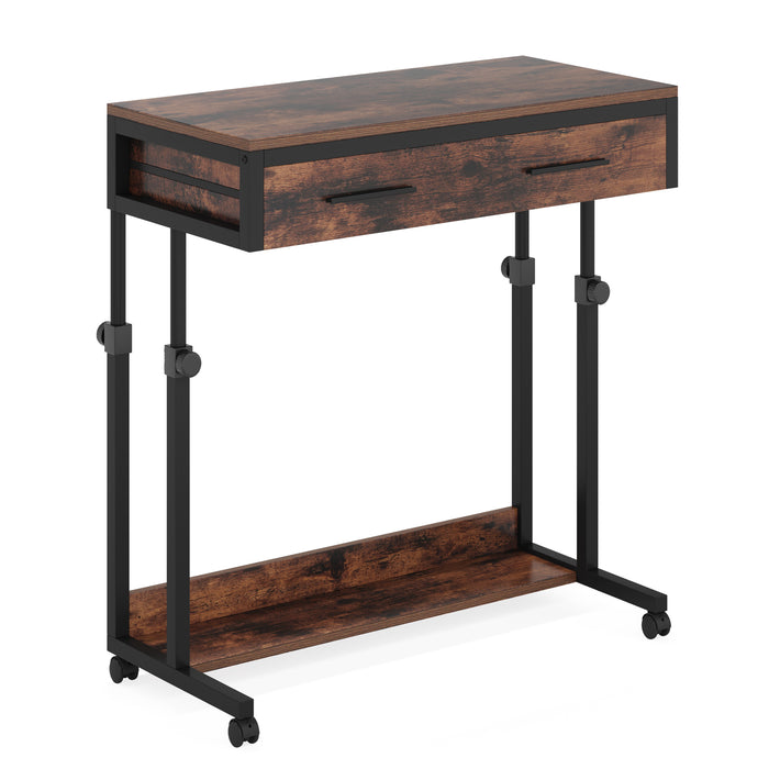 Height Adjustable Desk, Mobile Side Table Portable Desk with Drawers Tribesigns