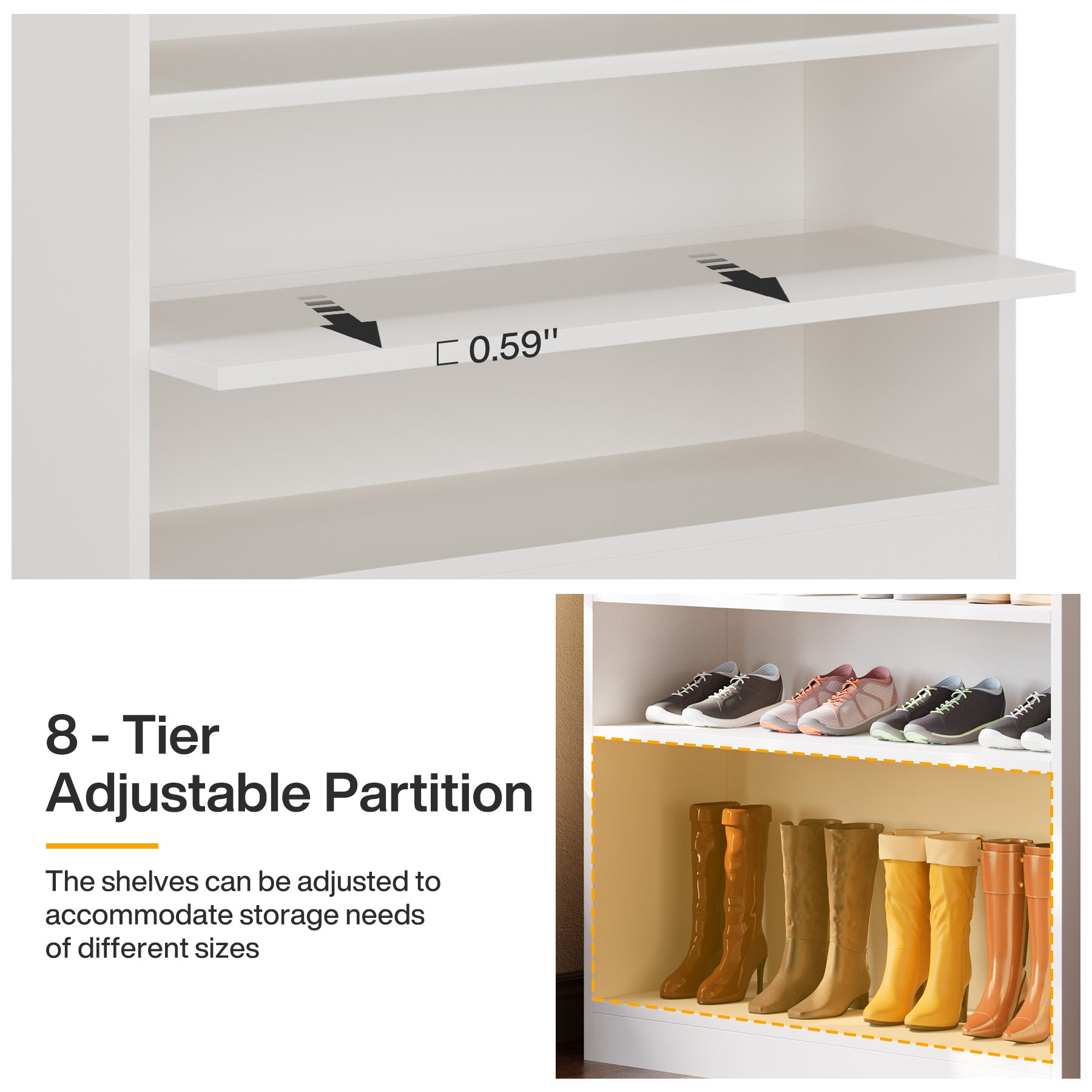 9-Tier Shoe Cabinet, 40-45 Pairs Shoe Storage Organizer with Open Shelves