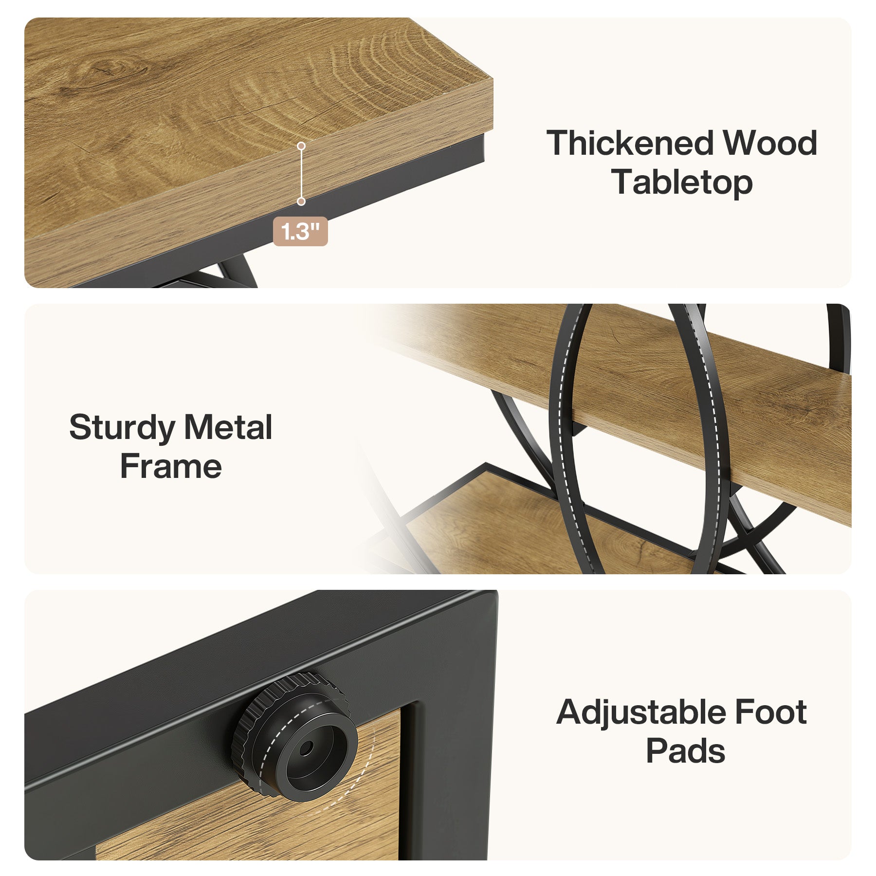 41.3" Industrial Console Table with 3-Tier Shelves, Narrow Entryway Sofa Table with Metal Frame