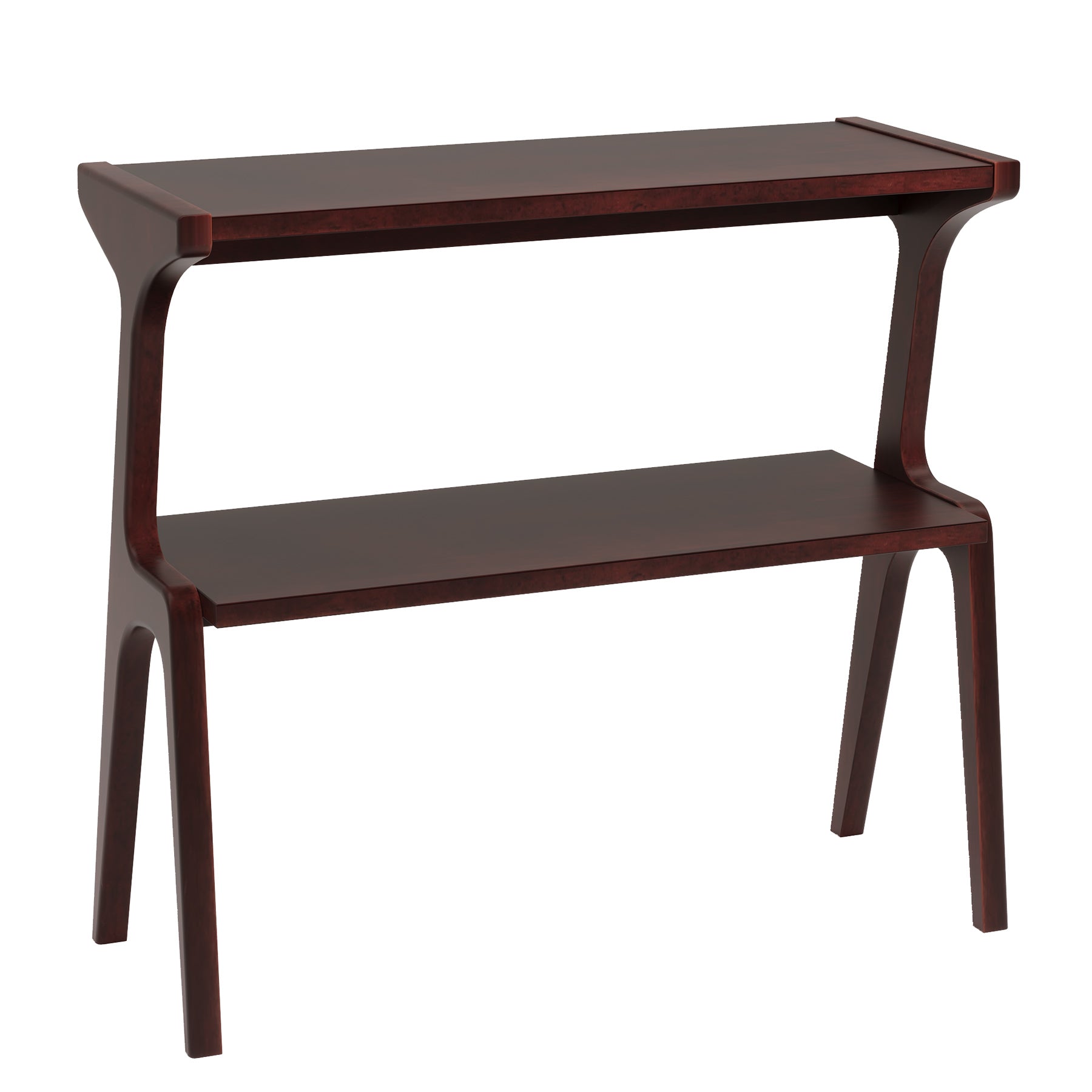 Solid Wood End Table, 2-Tier Sofa Side Table with Storage Shelf