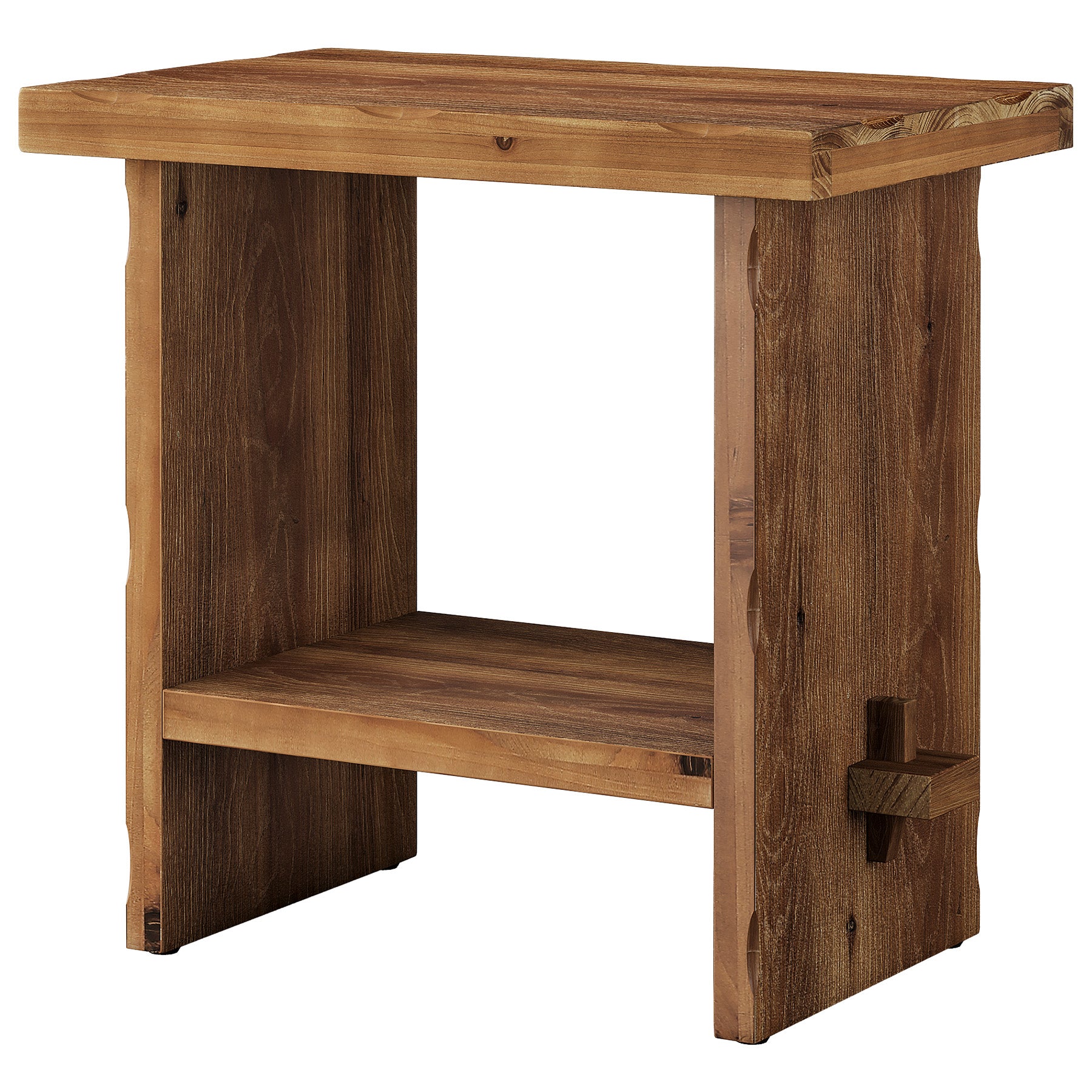 23.62-Inch Solid Wood Nightstand with Storage, Farmhouse Bedside Table with Wooden Base for Bedroom