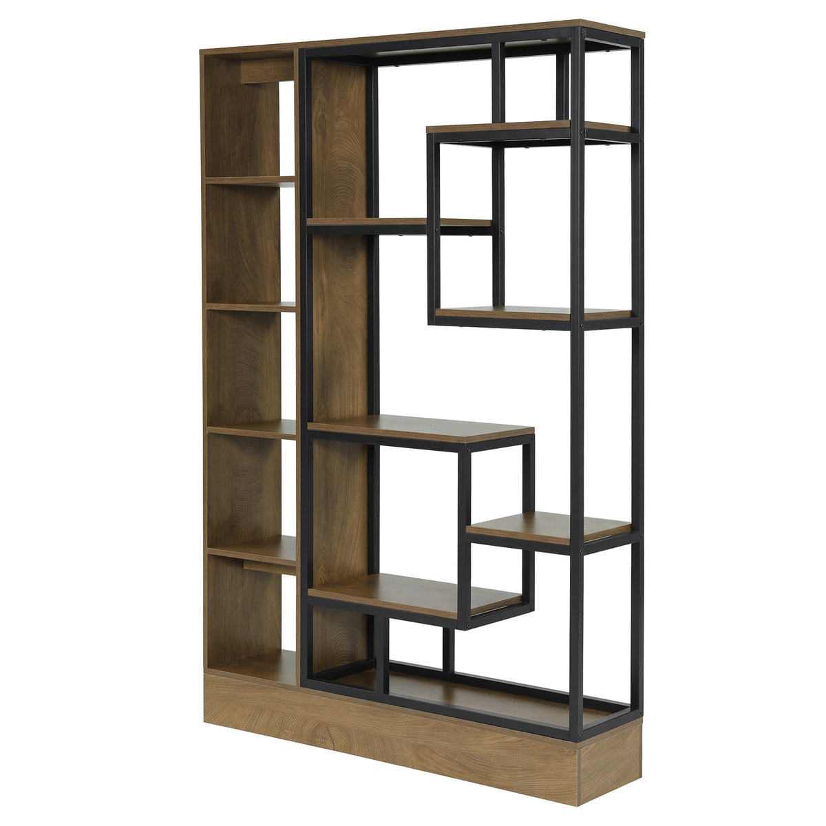 70.9" Bookcase, Industrial Bookshelf Display Rack with Open Shelves & Metal Frame