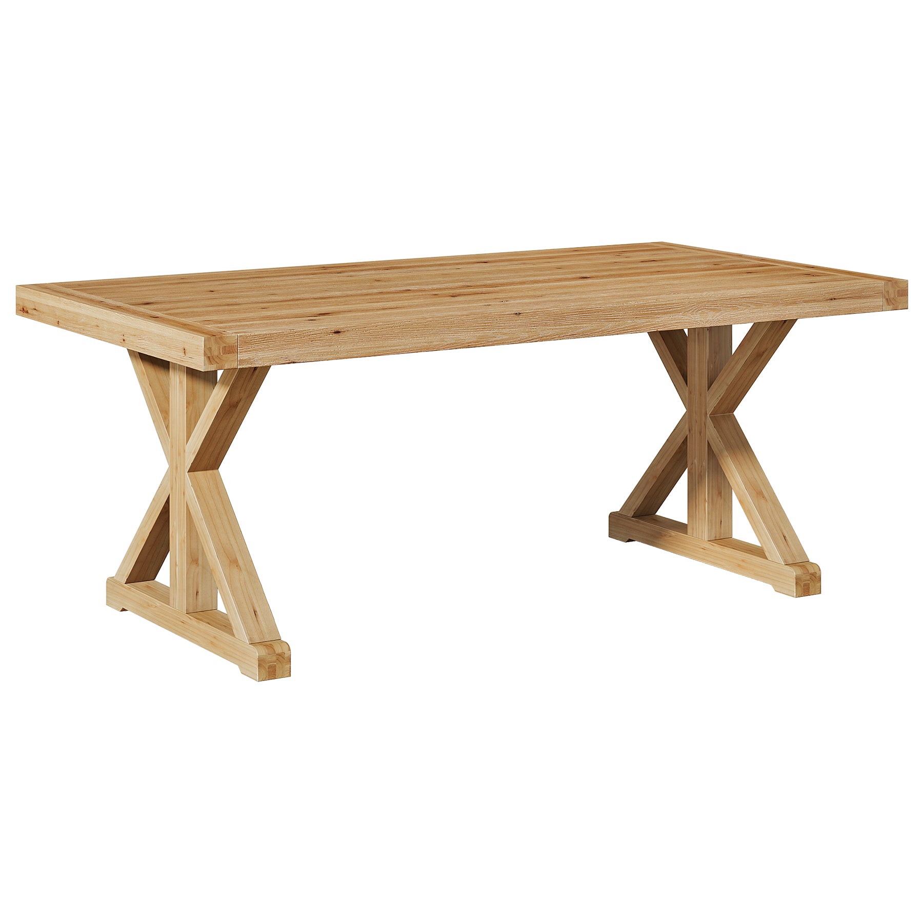 63" Solid Wood Dining Table, Rectangular Kitchen Table for 4-6