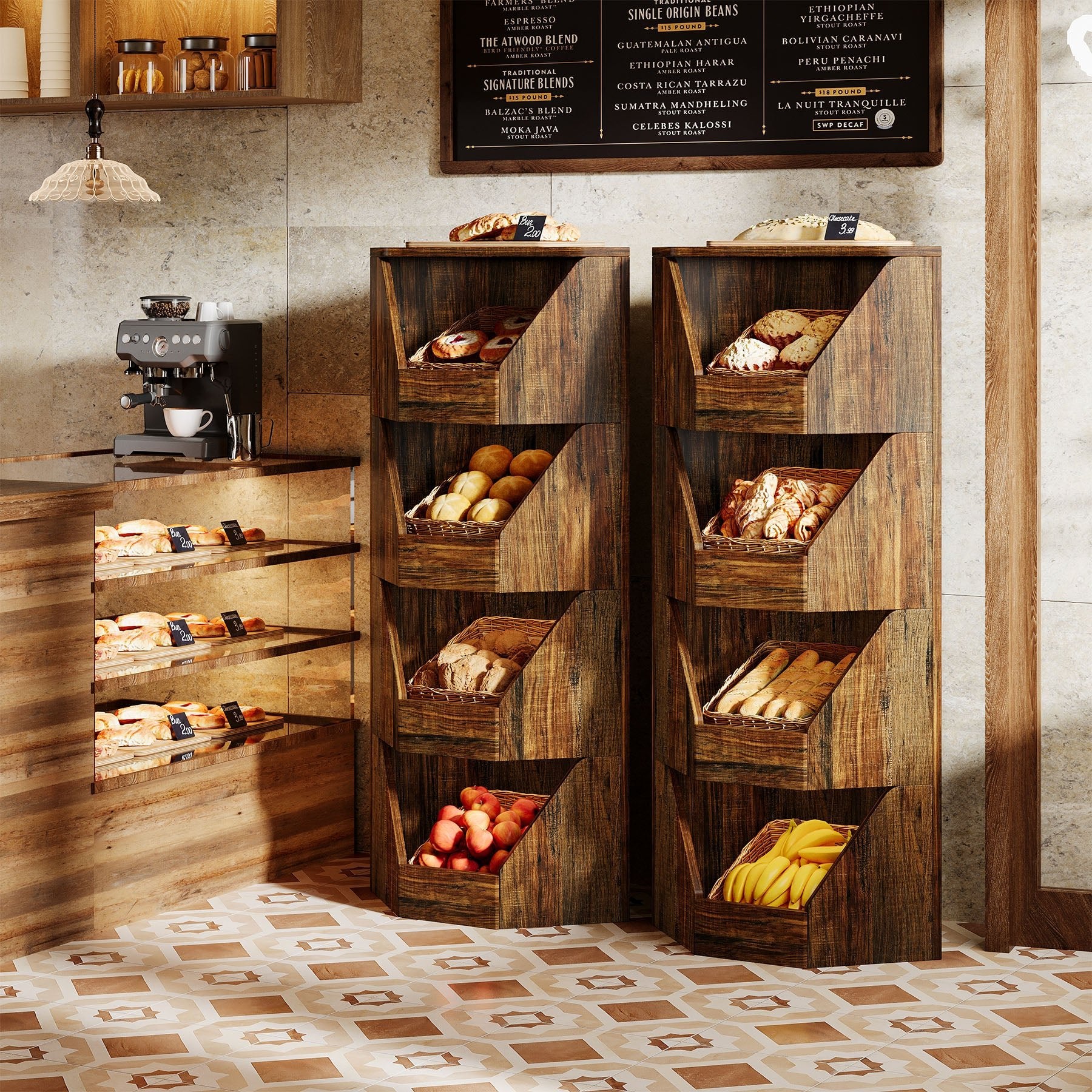 4-Tier Fruit and Vegetable Storage Rack, 55.12" Corner Storage Basket Stand