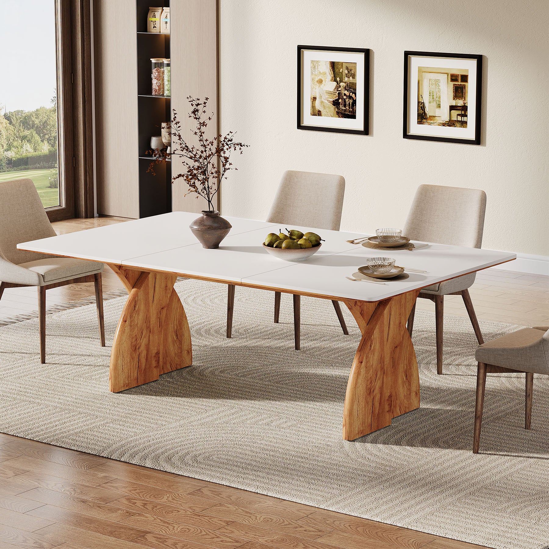 63" Dining Table for 6, Modern Kitchen Table with Heavy Duty Legs for Dining Room