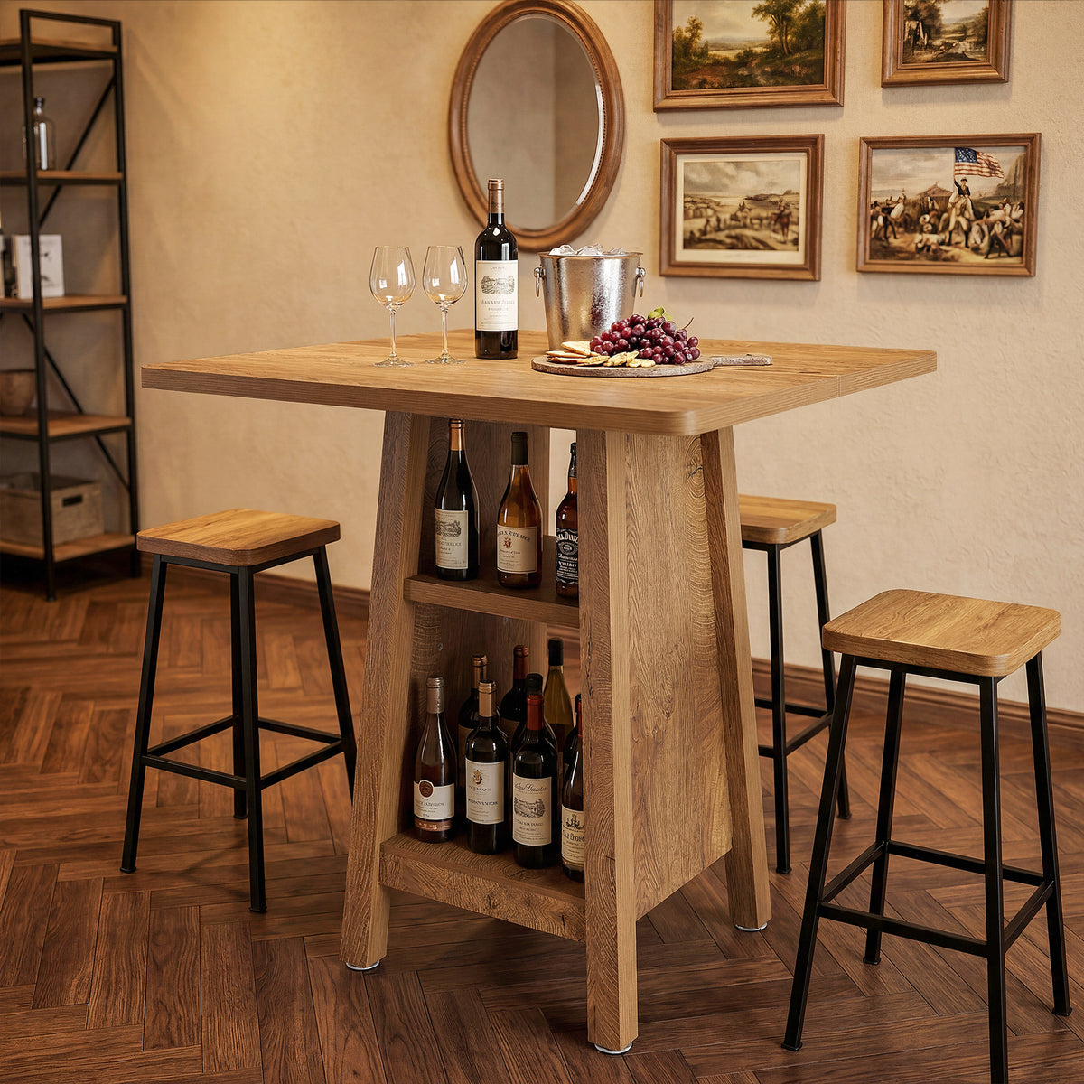 Square Bar Table with Storage, 35.4