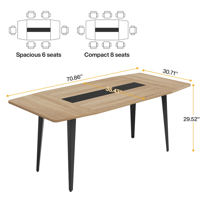 6FT / 8FT Conference Table, Modern Boat Shaped Meeting Table Tribesigns