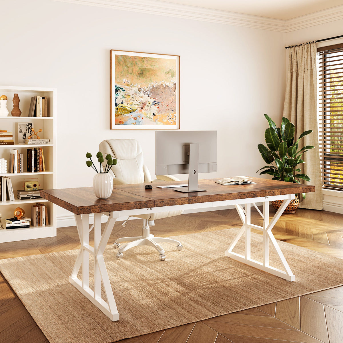 6FT Office Conference Table, Rectangular Meeting Room Table-Tribesigns
