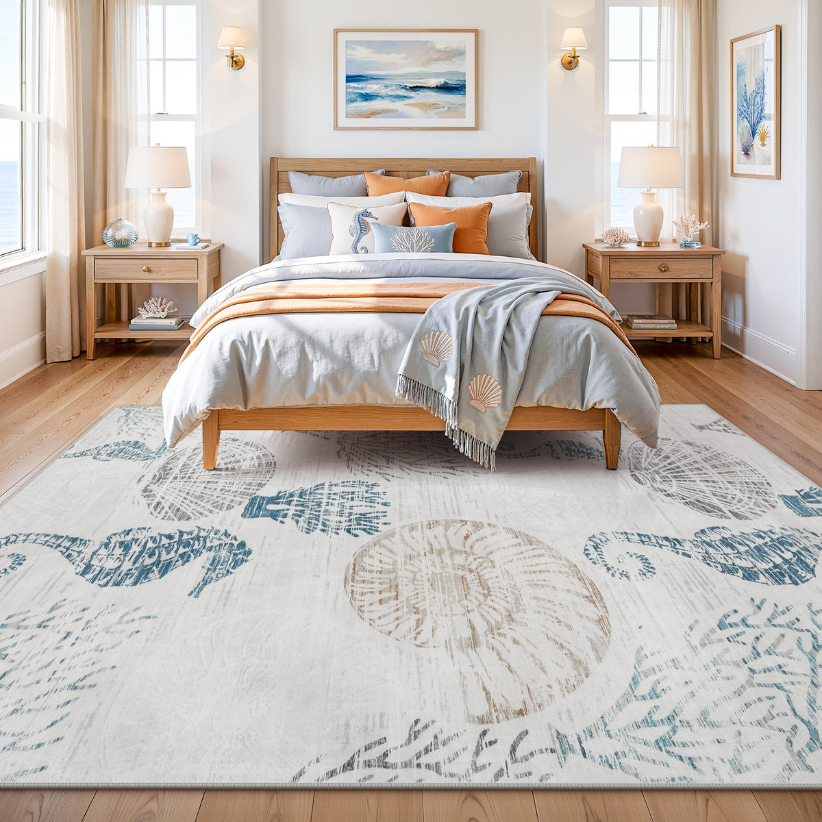 Tribesigns Coastal Washable Runner Rug,Kitchen Runners for Hallways