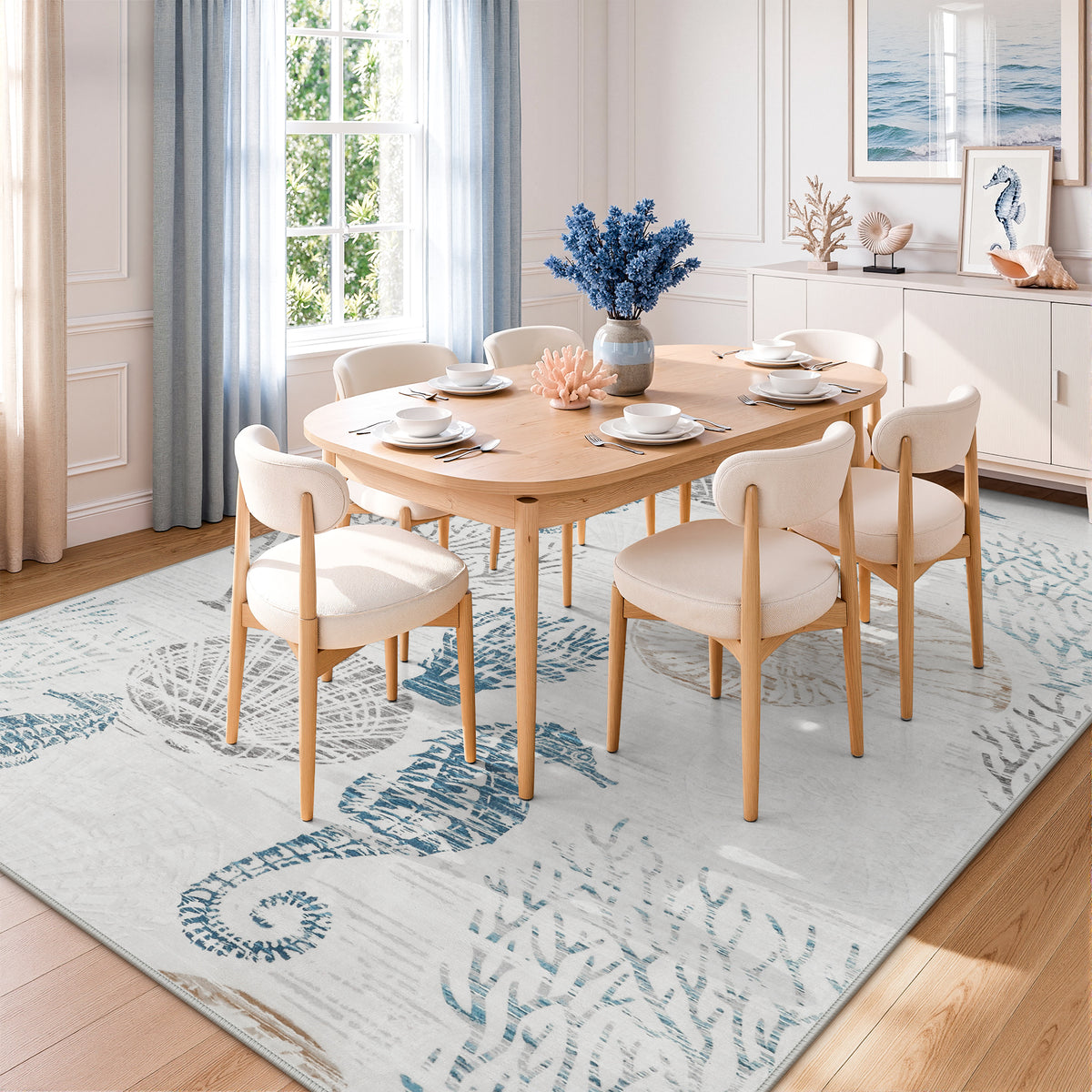 Tribesigns Coastal Washable Runner Rug,Kitchen Runners for Hallways