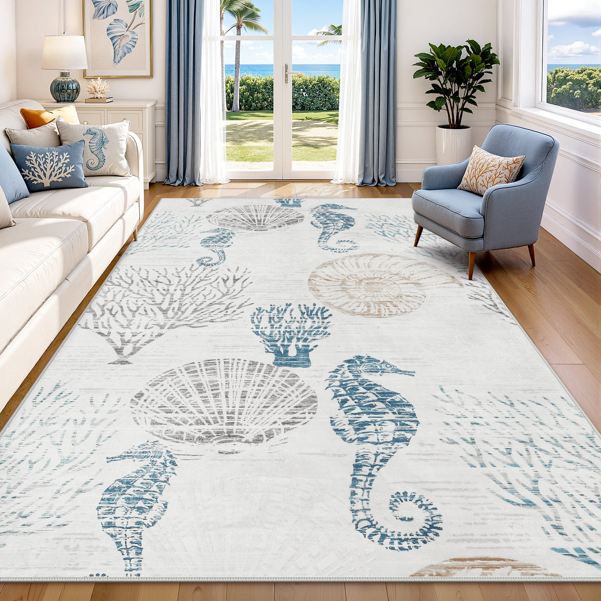 Tribesigns Coastal Washable Runner Rug,Kitchen Runners for Hallways