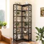 7-Tier Corner Bookshelf Corner Bookcase Storage Display Rack Tribesigns