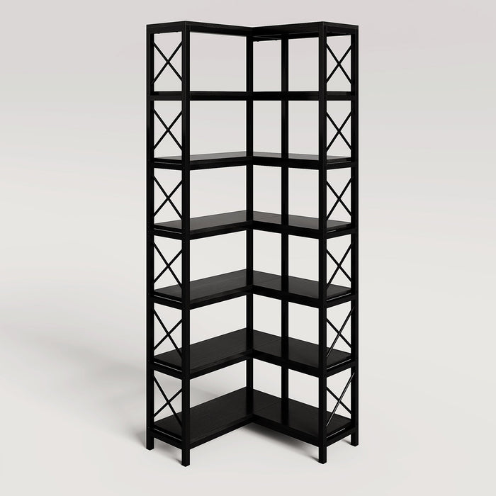 7-Tier Corner Bookshelf Corner Bookcase Storage Display Rack Tribesigns