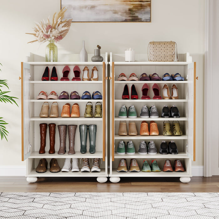 7 - Tier Shoe Cabinet, Modern Wood Shoe Rack With Adjustable Shelves Tribesigns