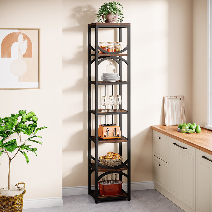 7 Tier Tall Bookshelf, Industrial Open Bookcase Etagere Display Shelf Tribesigns