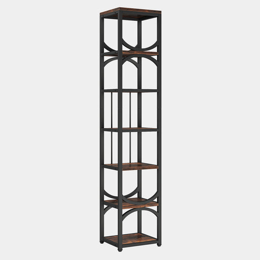 7 Tier Tall Bookshelf, Industrial Open Bookcase Etagere Display Shelf Tribesigns