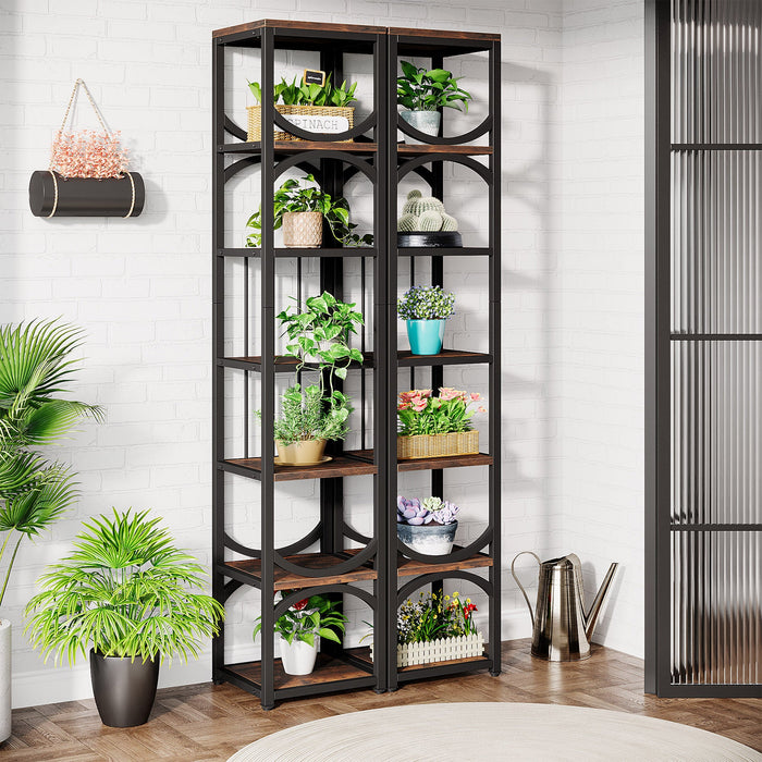 7 Tier Tall Bookshelf, Industrial Open Bookcase Etagere Display Shelf Tribesigns