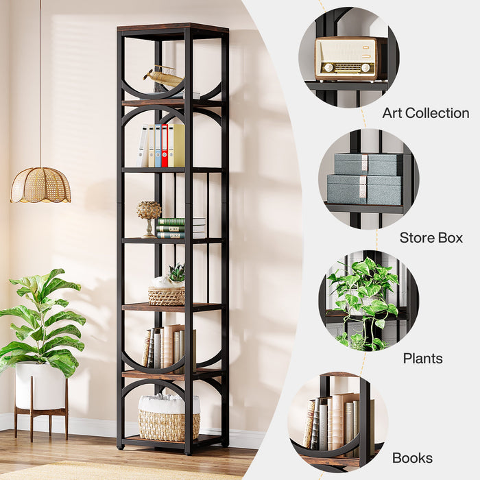 7 Tier Tall Bookshelf, Industrial Open Bookcase Etagere Display Shelf Tribesigns