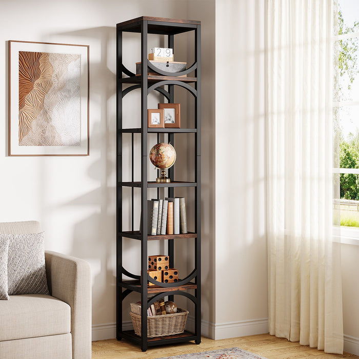 7 Tier Tall Bookshelf, Industrial Open Bookcase Etagere Display Shelf Tribesigns