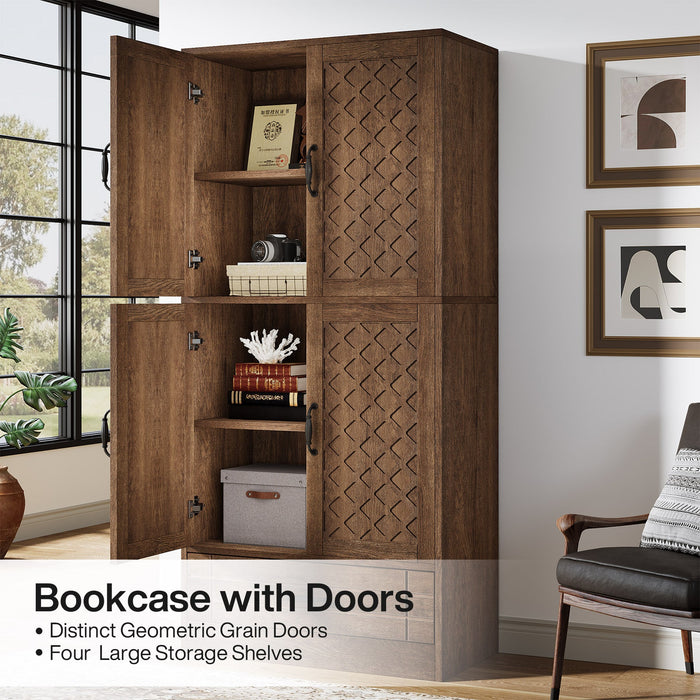 70" Bookshelf, Freestanding Bookcase with Storage Drawer Tribesigns