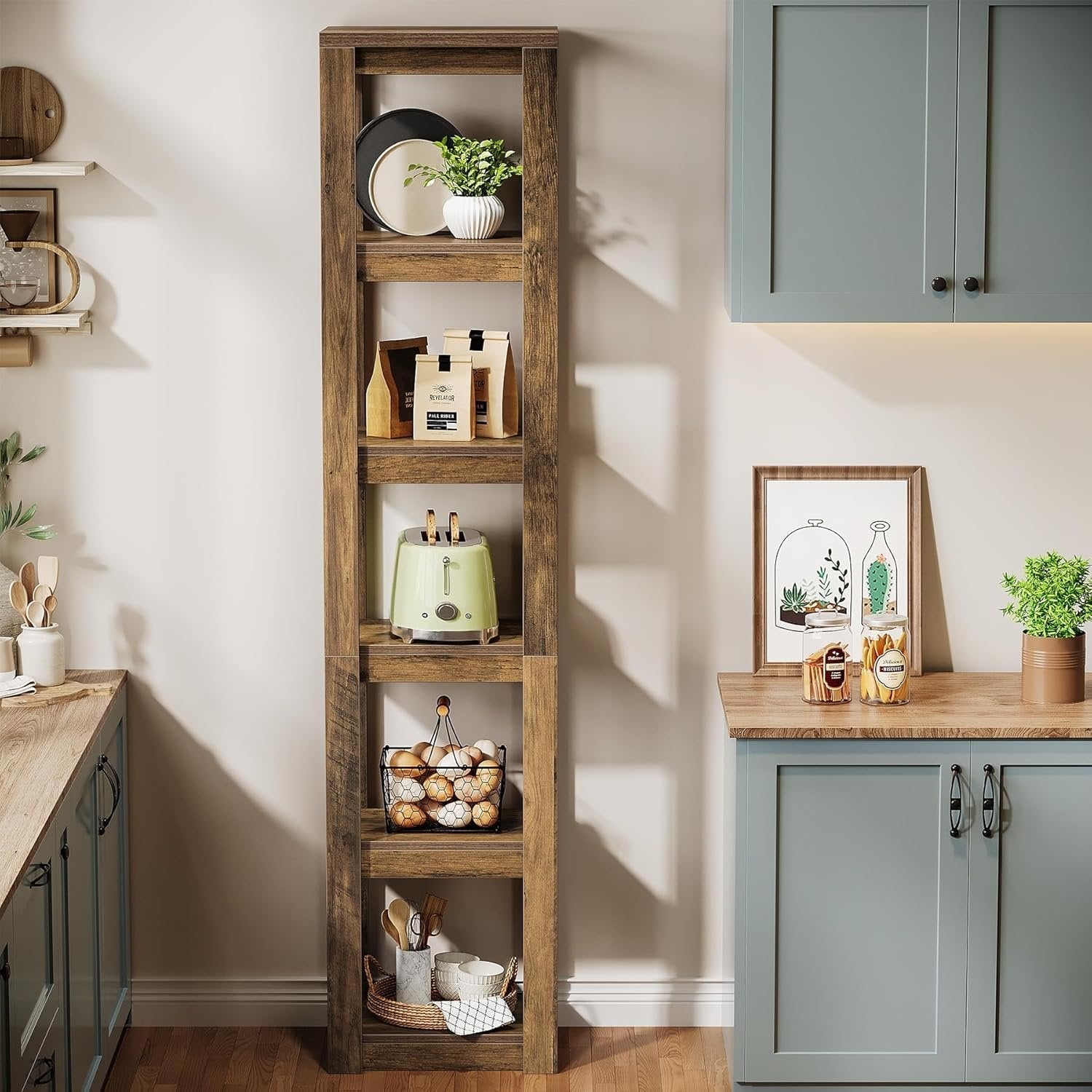 70.86" Bookshelf, 6-Tier Narrow Bookcase Corner Shelf Storage Racks for Home Office