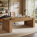 70.87" Executive Desk, Farmhouse Computer Desk with Double Pedestal Legs