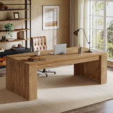 70.87" Executive Desk, Farmhouse Computer Desk with Double Pedestal Legs 3