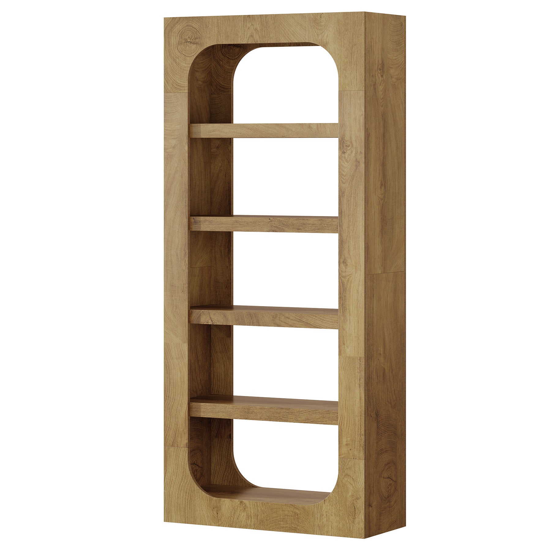70.8" Bookcase, 5-Tier Wooden Bookshelf Display Storage Shelves