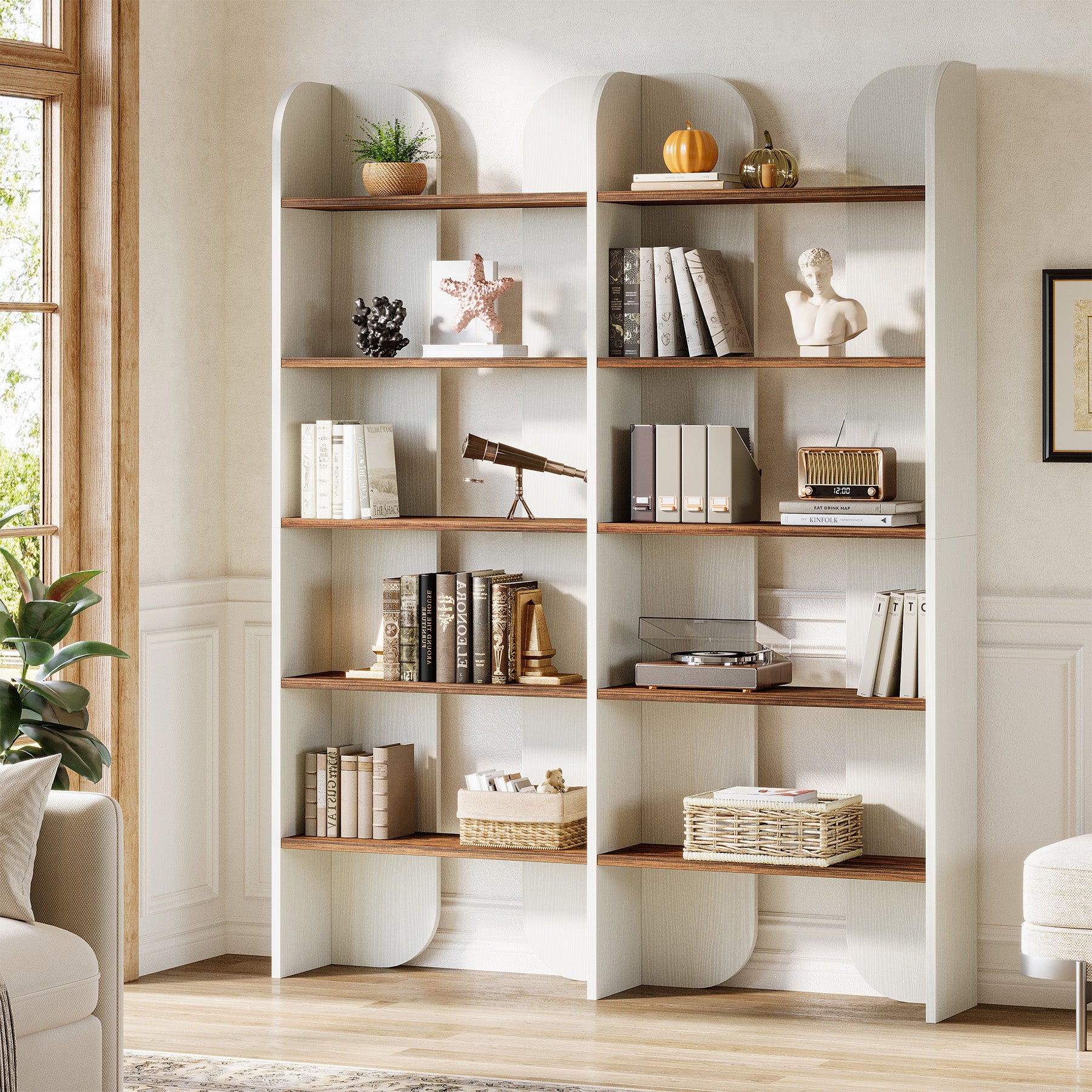 70.8" Bookshelf, 5-Tier Bookcase with Open Display Shelves