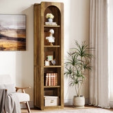 70.8" Bookshelf, 5-Tier Corner Bookcase with Open Storage Shelves 3