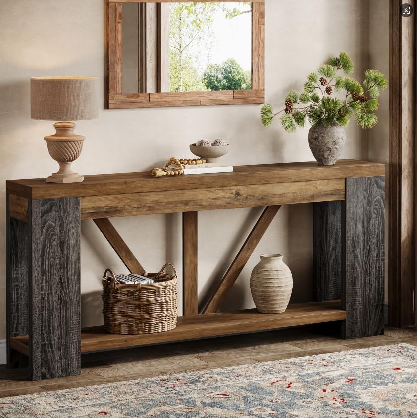 70.8" Console Table, 2-Tier Long Sofa Table Hallway Table