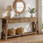 70.8" Console Table, Long Sofa Table Behind Couch with 3 Storage Drawers