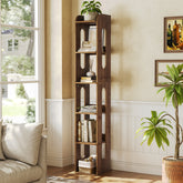 70.8" Wood Bookshelf, 6 Tier Narrow Bookcase with Open Storage Shelf 3