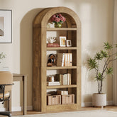 70.9" Bookshelf, 5-Tier Arched Bookcase Display Shelves Organizer 3