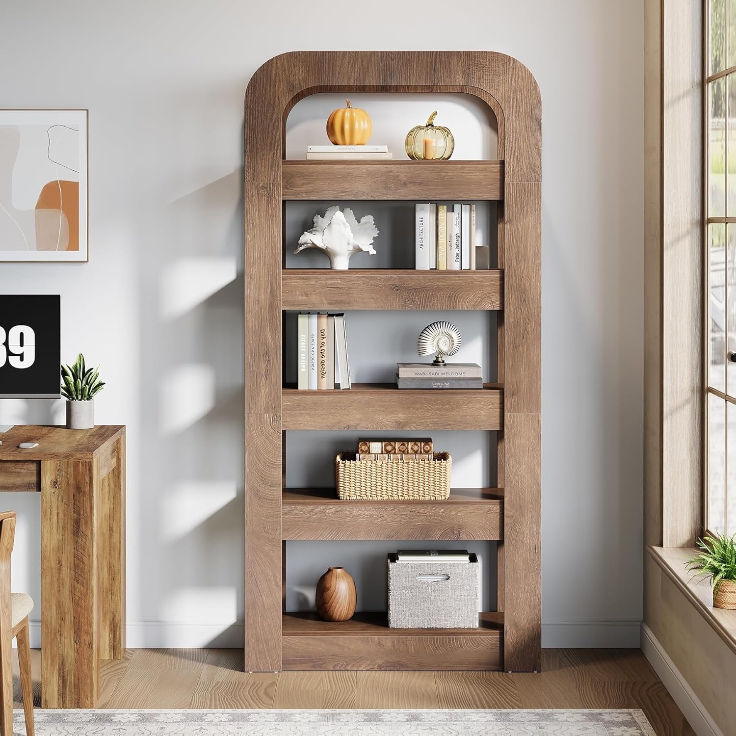 70.9" Bookshelf, 5-Tier Bookcase Storage Unit with Open Shelves