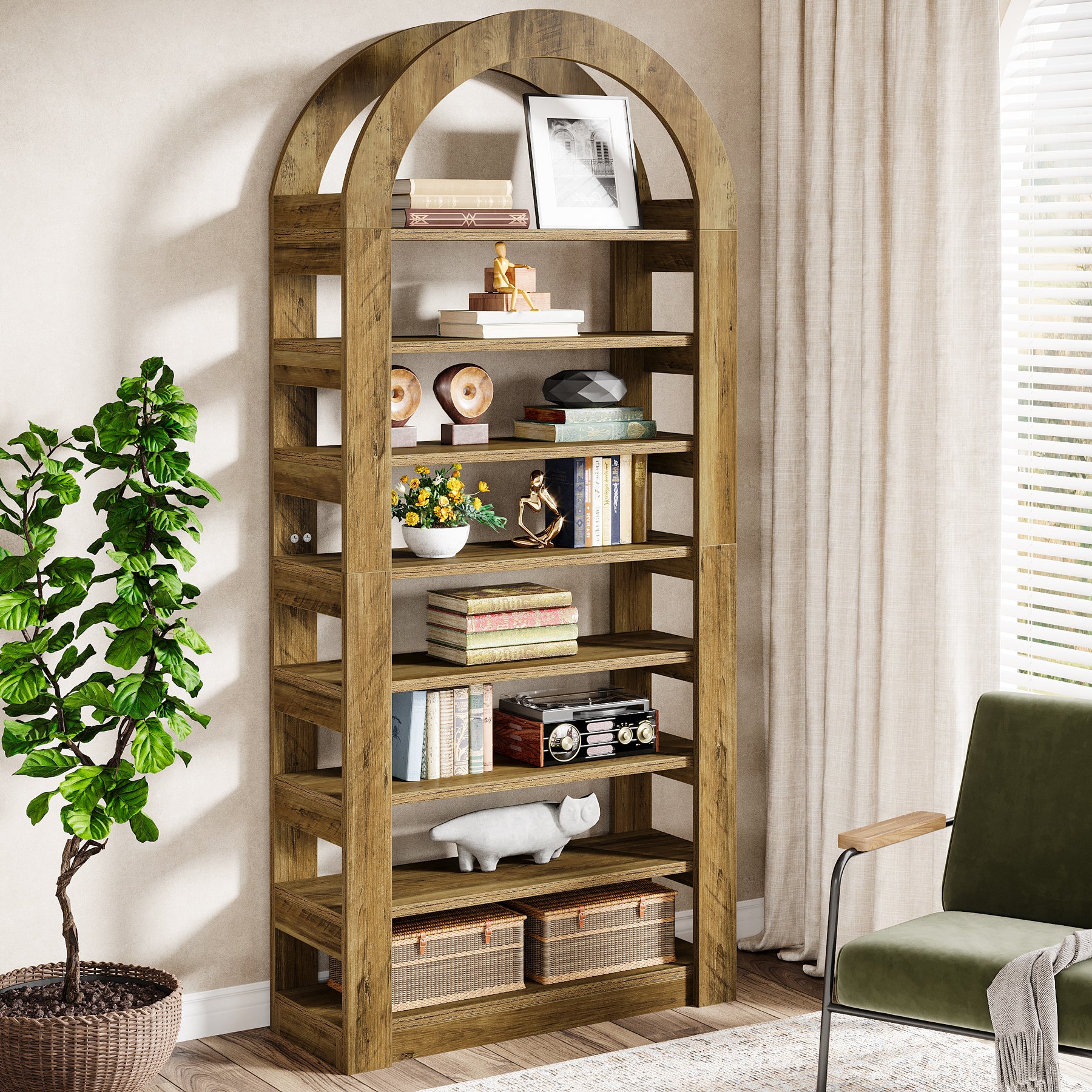 70.9" Bookshelf, 8-Tier Modern Bookcase Storage Display Shelf
