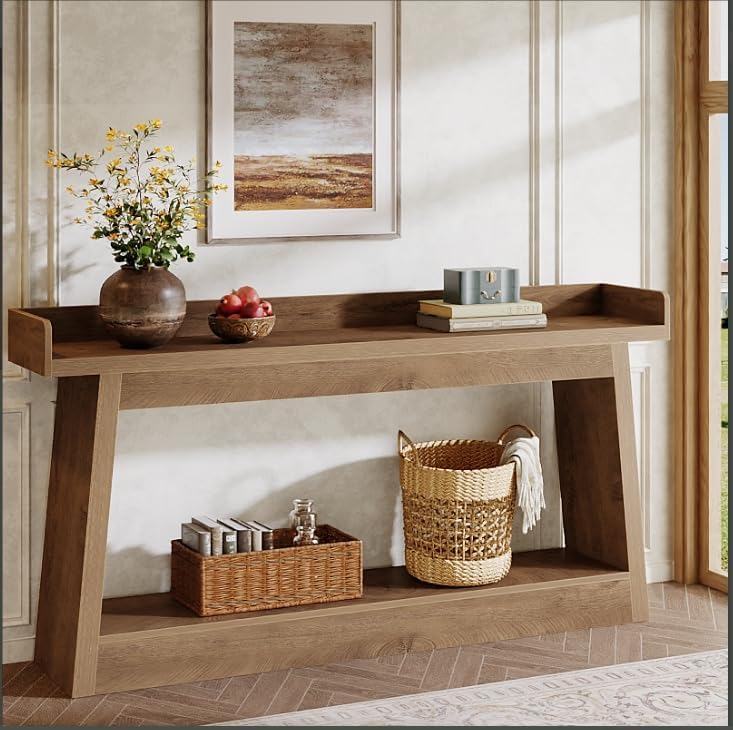 70.9" Console Table, 2-Tier Entryway Table Sofa Table with Storage