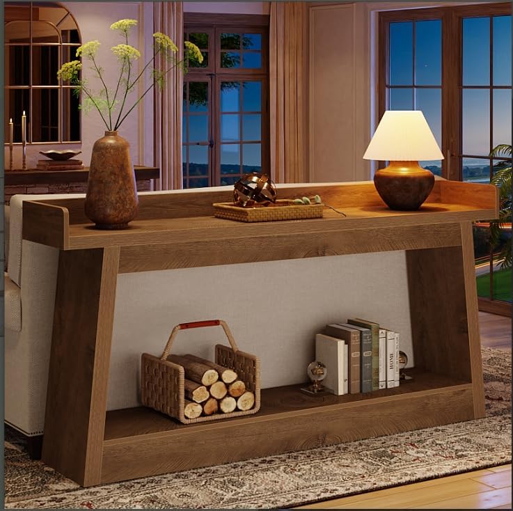 70.9" Console Table, 2-Tier Entryway Table Sofa Table with Storage