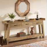 70.9" Console Table, 2-Tier Long Sofa Entryway Table with 3 Drawers and Raised Baffle 3