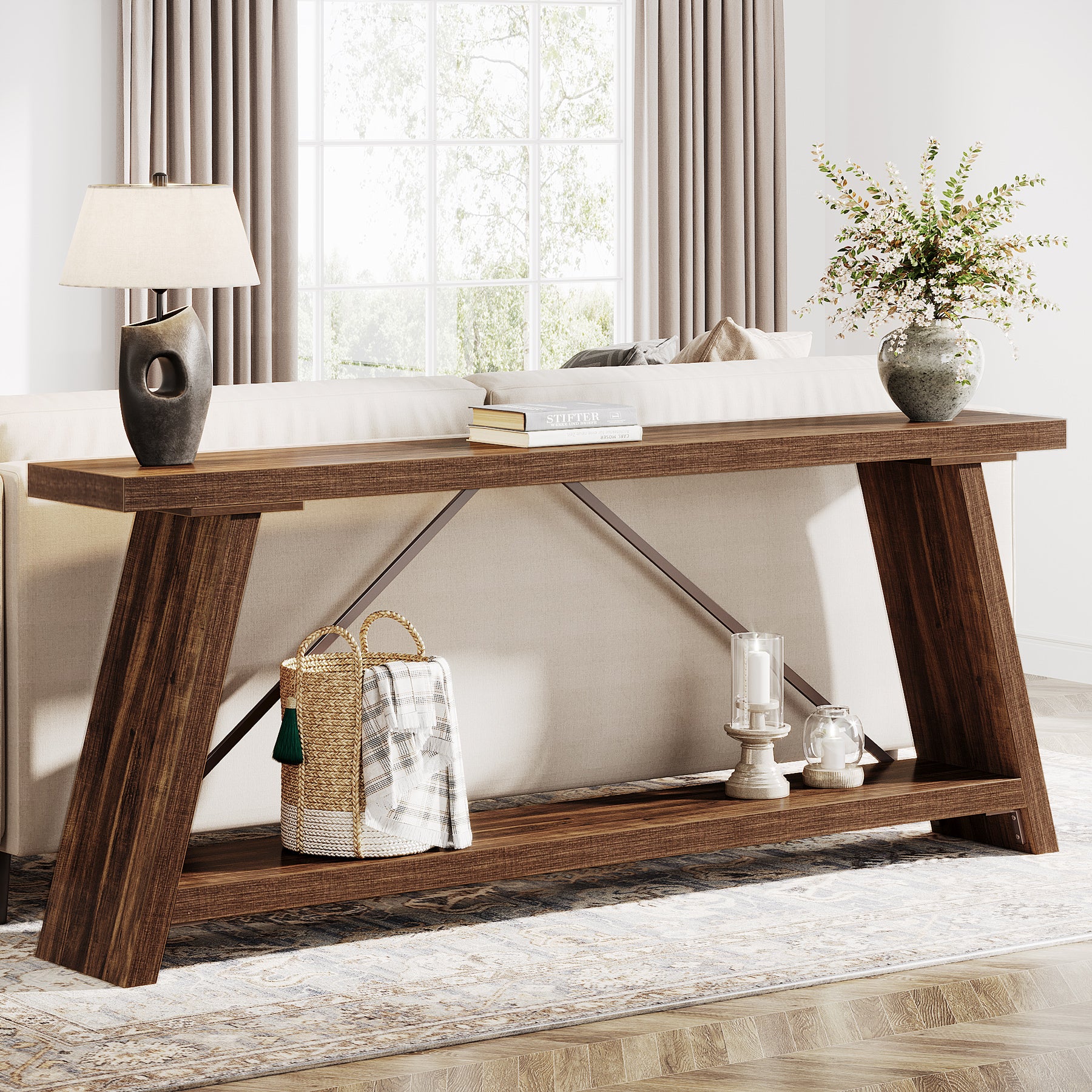 70.9" Console Table, Extra Long Sofa Table Behind Couch