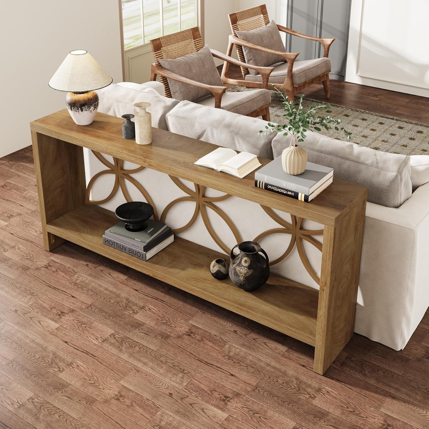 70.9" Console Table, Farmhouse Sofa Table Entryway Table with Storage