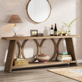 70.9" Console Table, Farmhouse Sofa Table Hallway Accent Table with 2 Tier Shelf 3