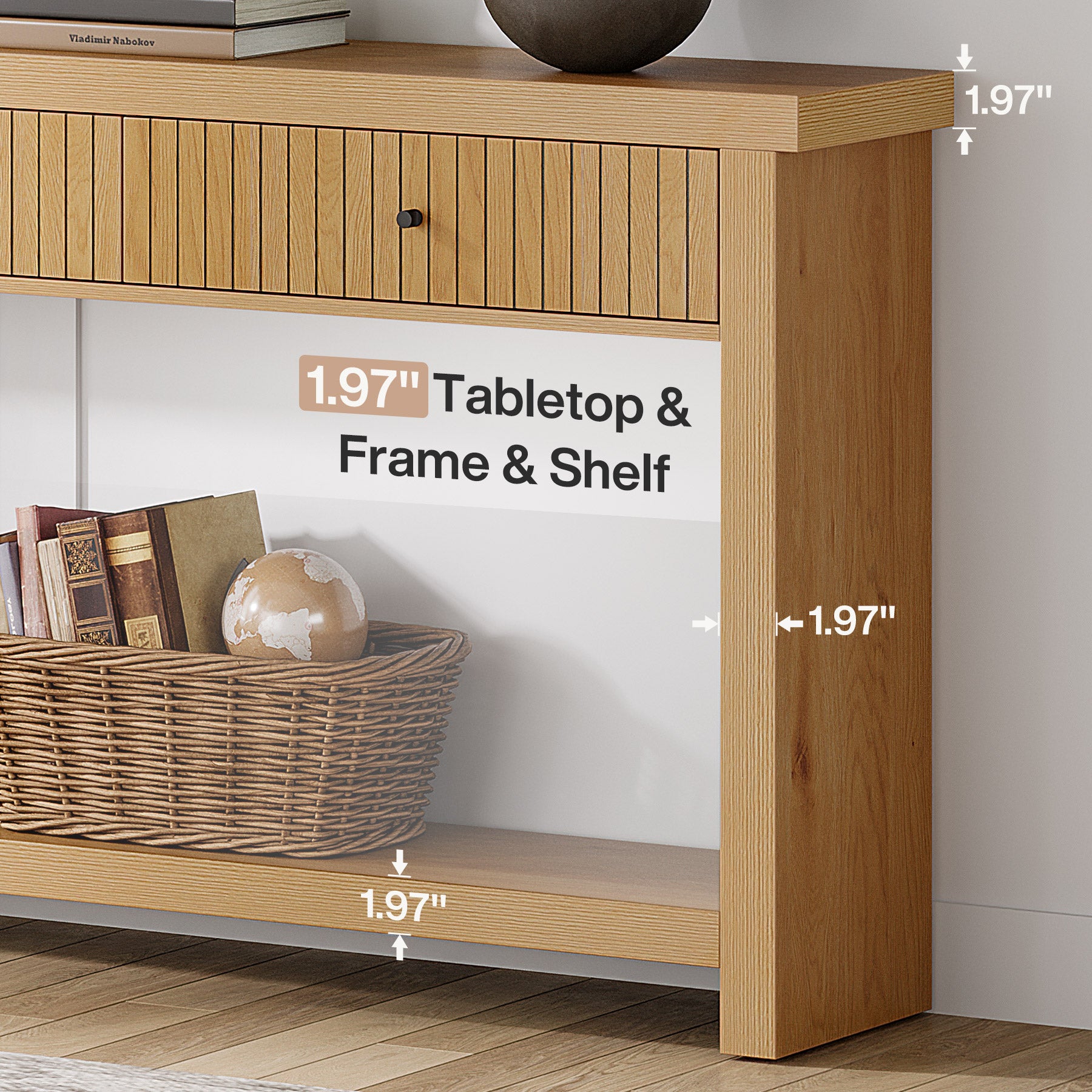 70.9" Console Table, Long Wood Sofa Table with 3 Drawers