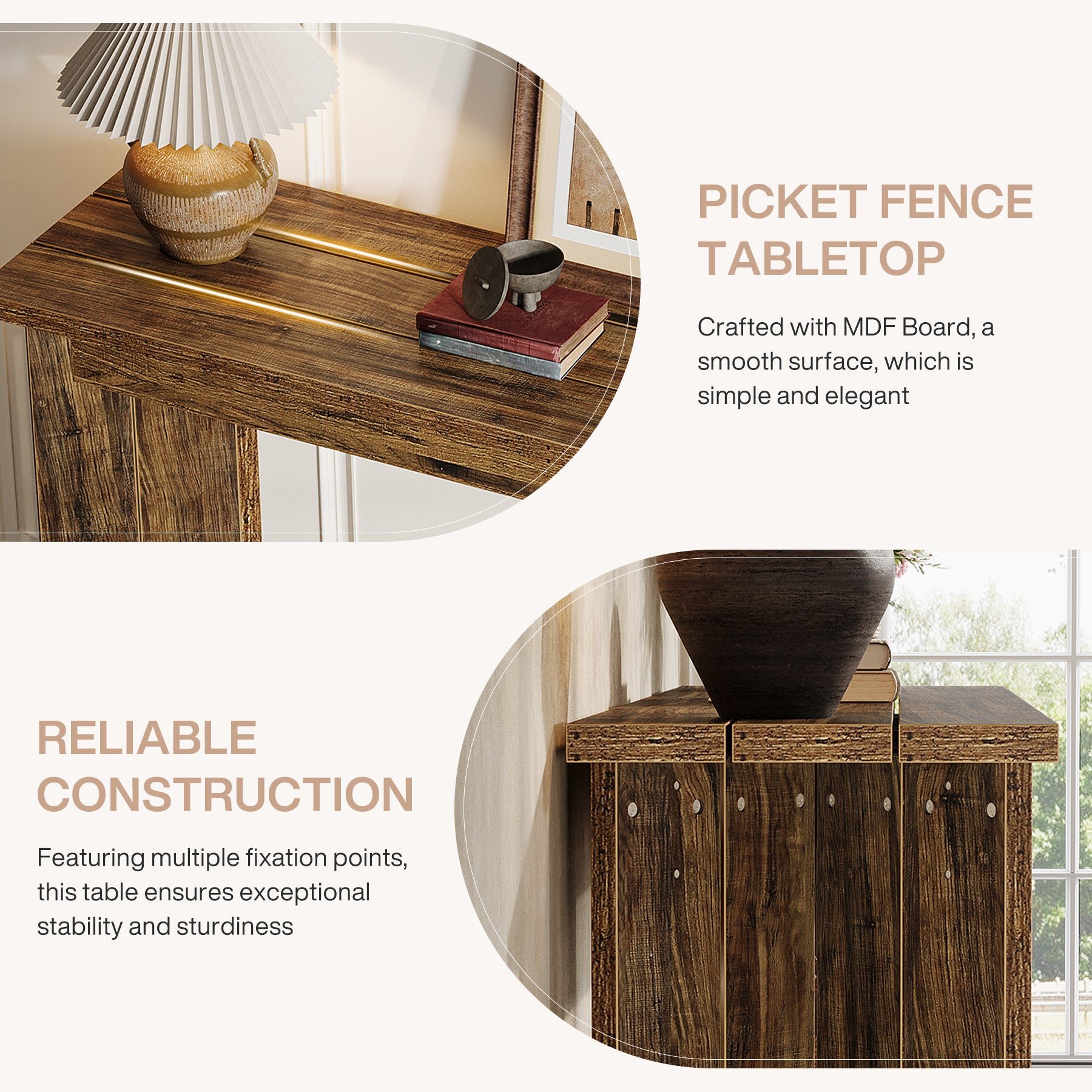 70.9" Console Table, Wood Sofa Table Hallway Table with Double Pedestal